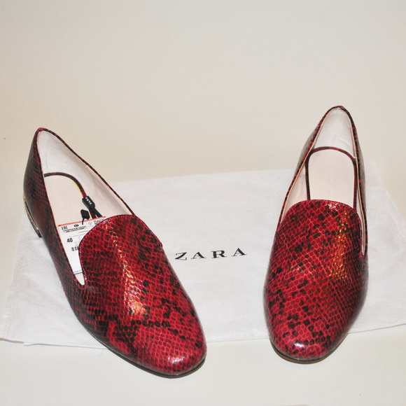 zara snake print loafers